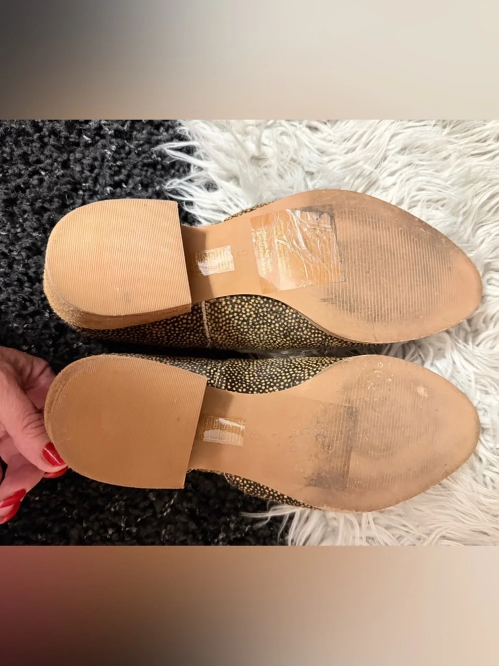 Madewell Size 9 Genuine Calf Hair Loafer Booties Animal Print Block Heel - Picture 8 of 12